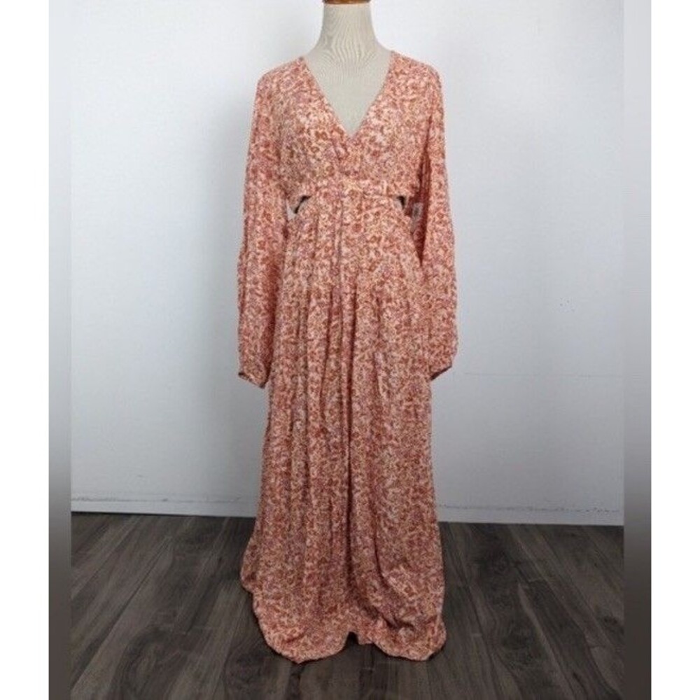 Old Navy Floral Maxi‎ Dress Cottagecore Boho Peasant Side Cut Out Size XL